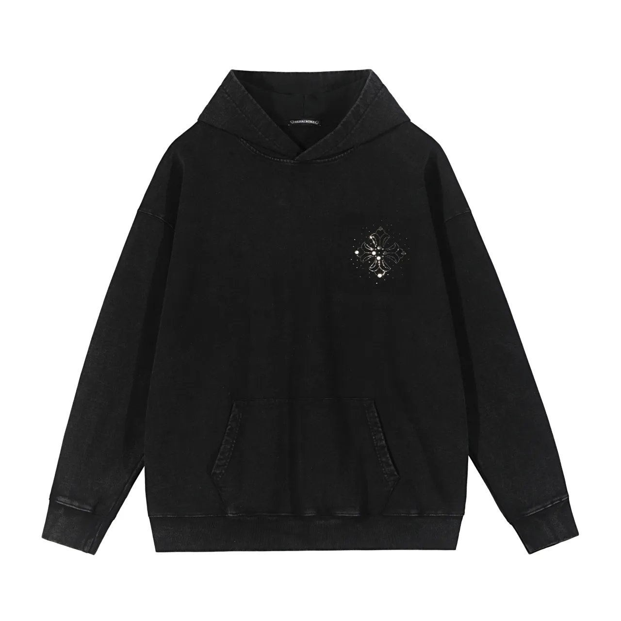 P320 Chrome Hearts Chrome Hearts Heavy Washed Rhinestone Metal Gypsophila Sweatshirt Size: S M L XL Color: Black, Green